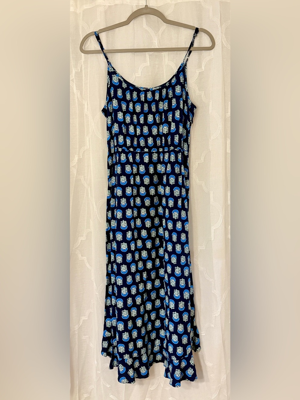 J.Crew Size 6 Navy Blue Floral Print Midi Cami Dress
